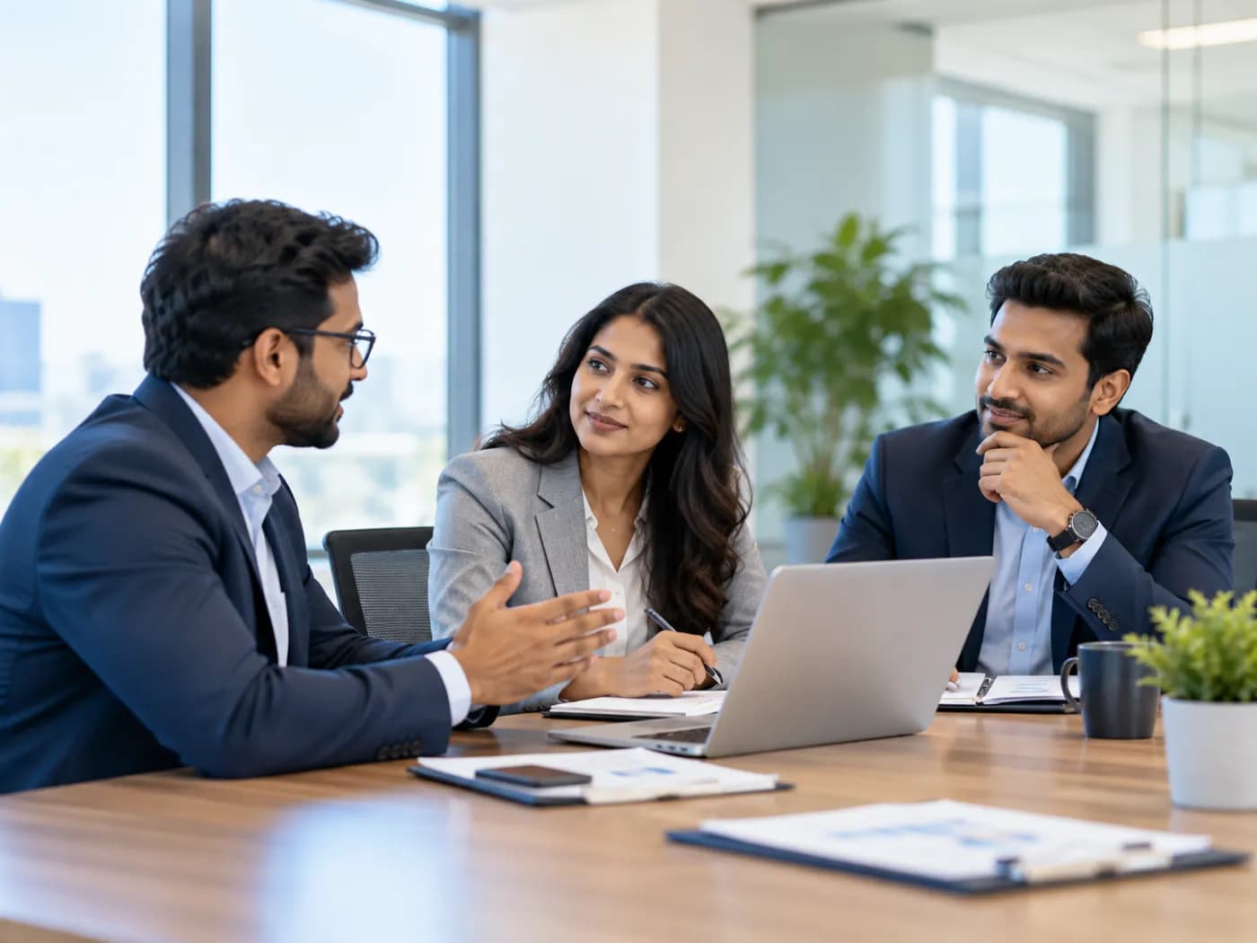A learning technology consultant in conversation with enterprise clients